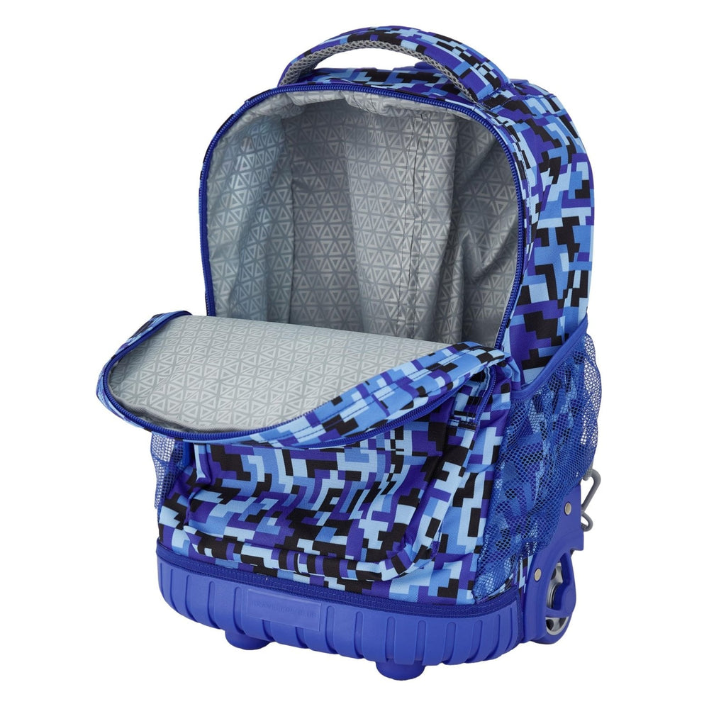 Travelers Club 4 Piece Rolling Backpack Set With Accessories,Blue Pixel
