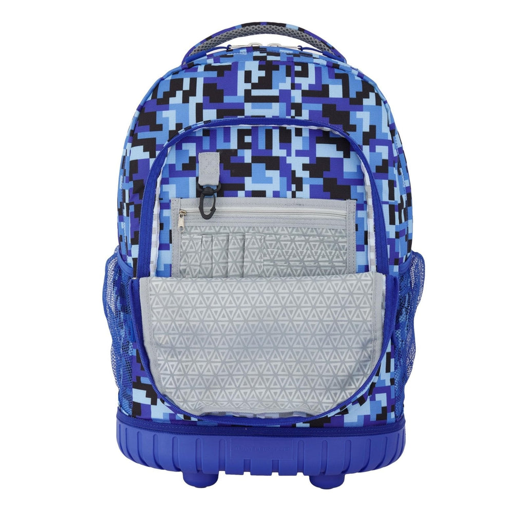 Travelers Club 4 Piece Rolling Backpack Set With Accessories,Blue Pixel