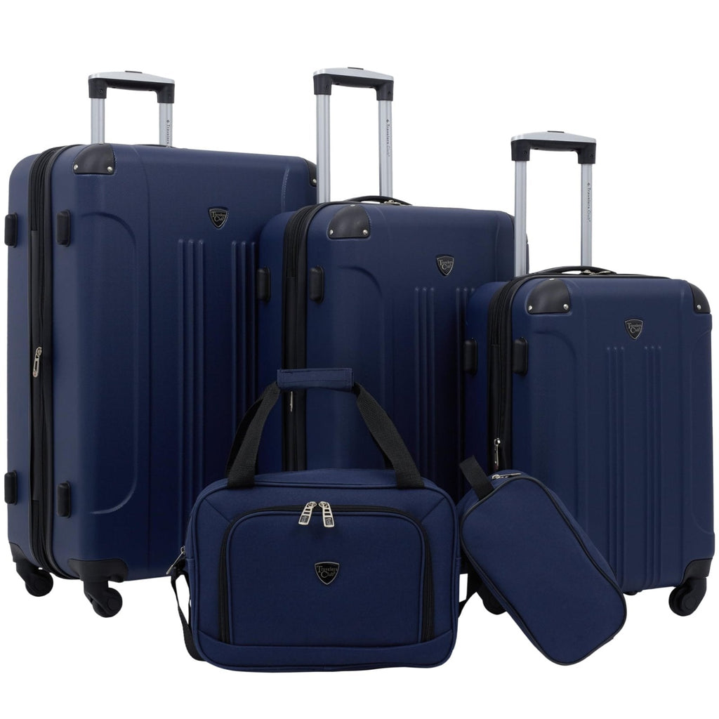 Travelers Club Chicago Hardside Expandable Spinner Luggages, Navy Blue, 5 Piece Set, TCL-77995-410