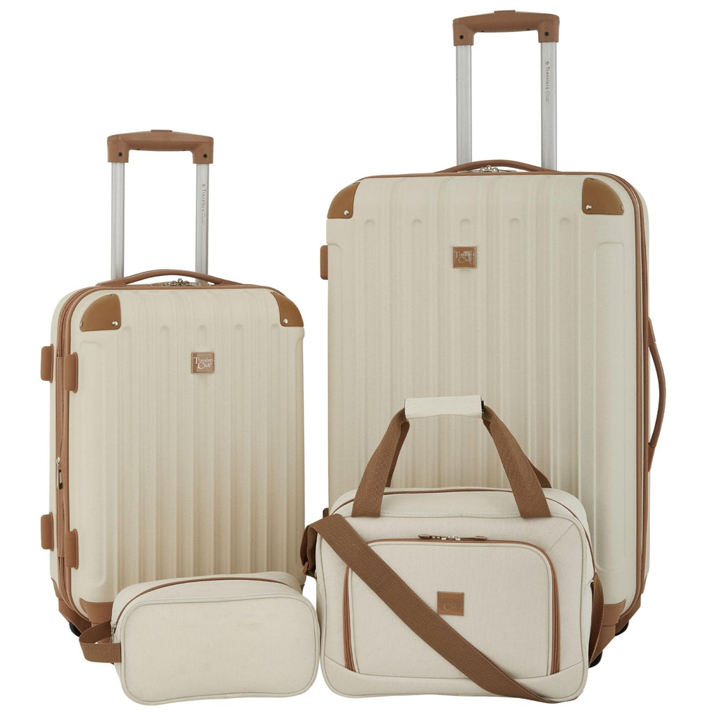 Travelers Club Midtown Hardside 4-Piece Luggage Travel Set, Vanilla