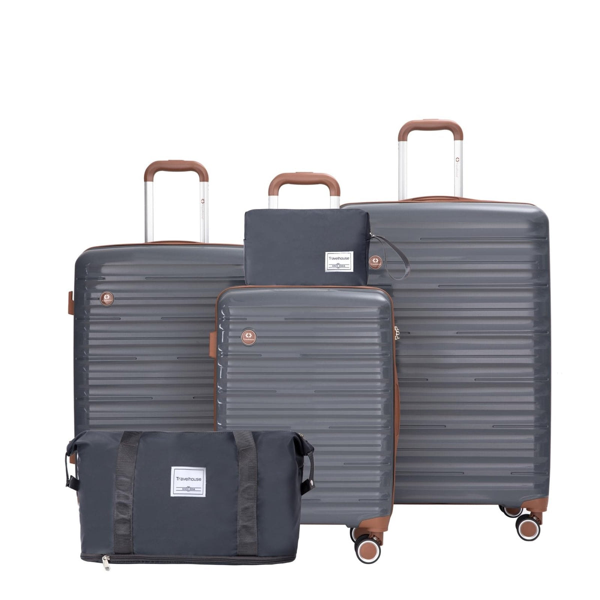 Travelhouse 5 Piece Luggage Sets with Spinner Wheels, Hardshell PP Suitcase Set with Tsa Lock, Lightweight Hardside Travel Suitcases with Waterproof Duffle Bag for Men Women