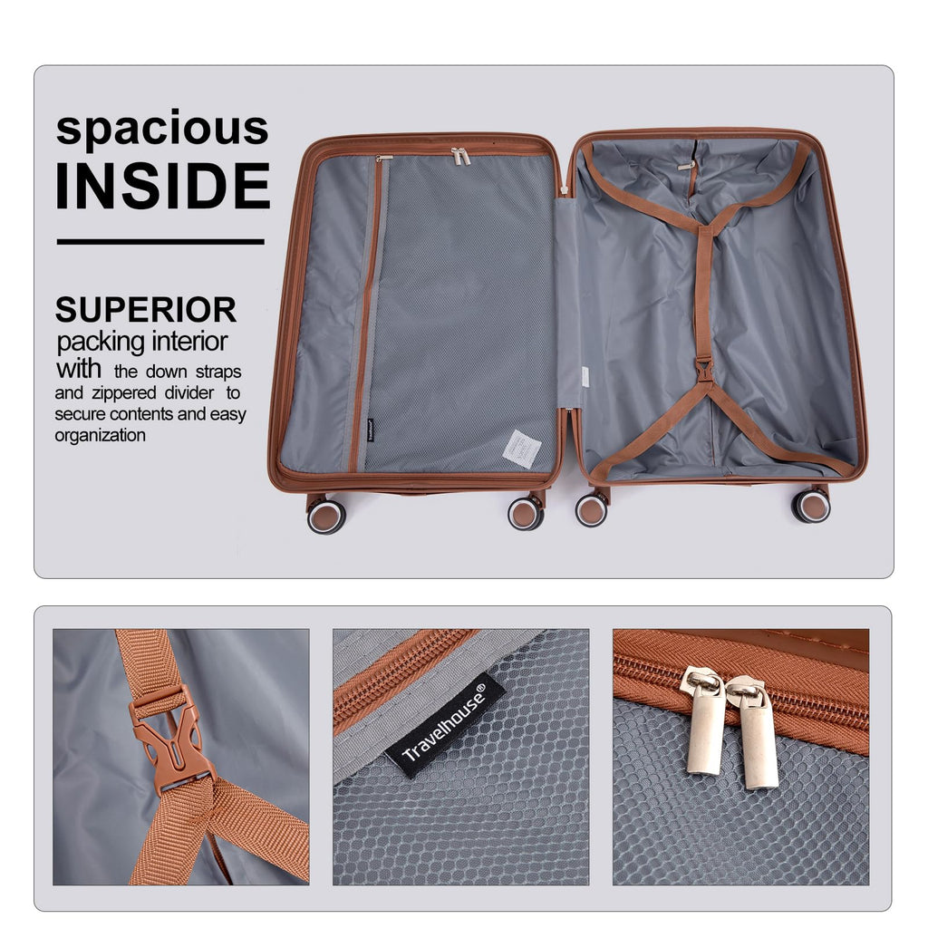 Travelhouse 5 Piece Luggage Sets with Spinner Wheels, Hardshell PP Suitcase Set with Tsa Lock, Lightweight Hardside Travel Suitcases with Waterproof Duffle Bag for Men Women