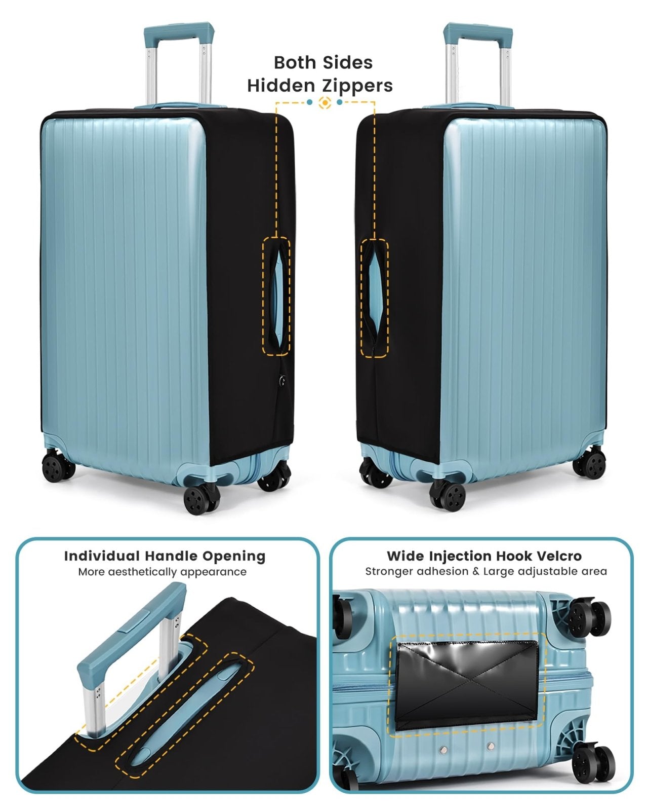 Travelkin Clear Luggage Cover Protectors For Suitcase Transparent TPU Suitcase Cover Protector Fit 18 - 32 Inch Luggage