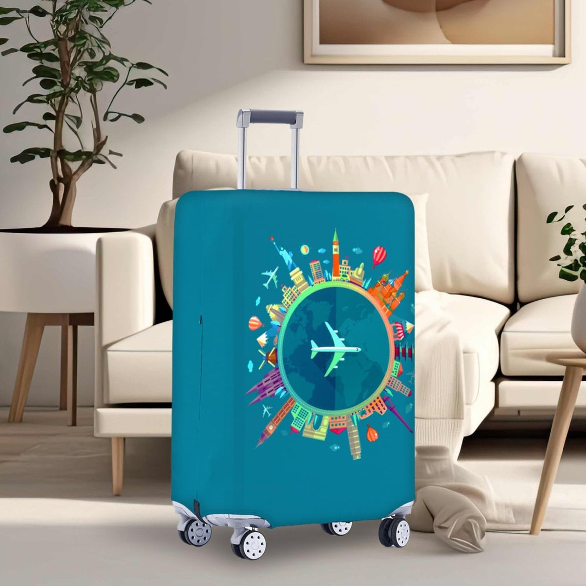 Travelkin Luggage Covers For Suitcase Tsa Approved,Suitcase Cover Protector Fit 18 - 32 Inch Luggage (Dreaming Blue, S)
