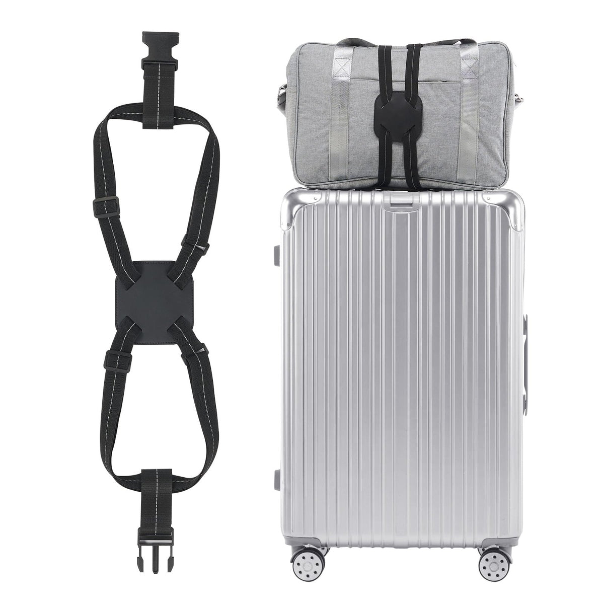 Travelkin Luggage Straps for Suitcases, Luggage Bungee Straps for Attaching Bags, Travel Essentials for Suitcases Add a Bag (Black)