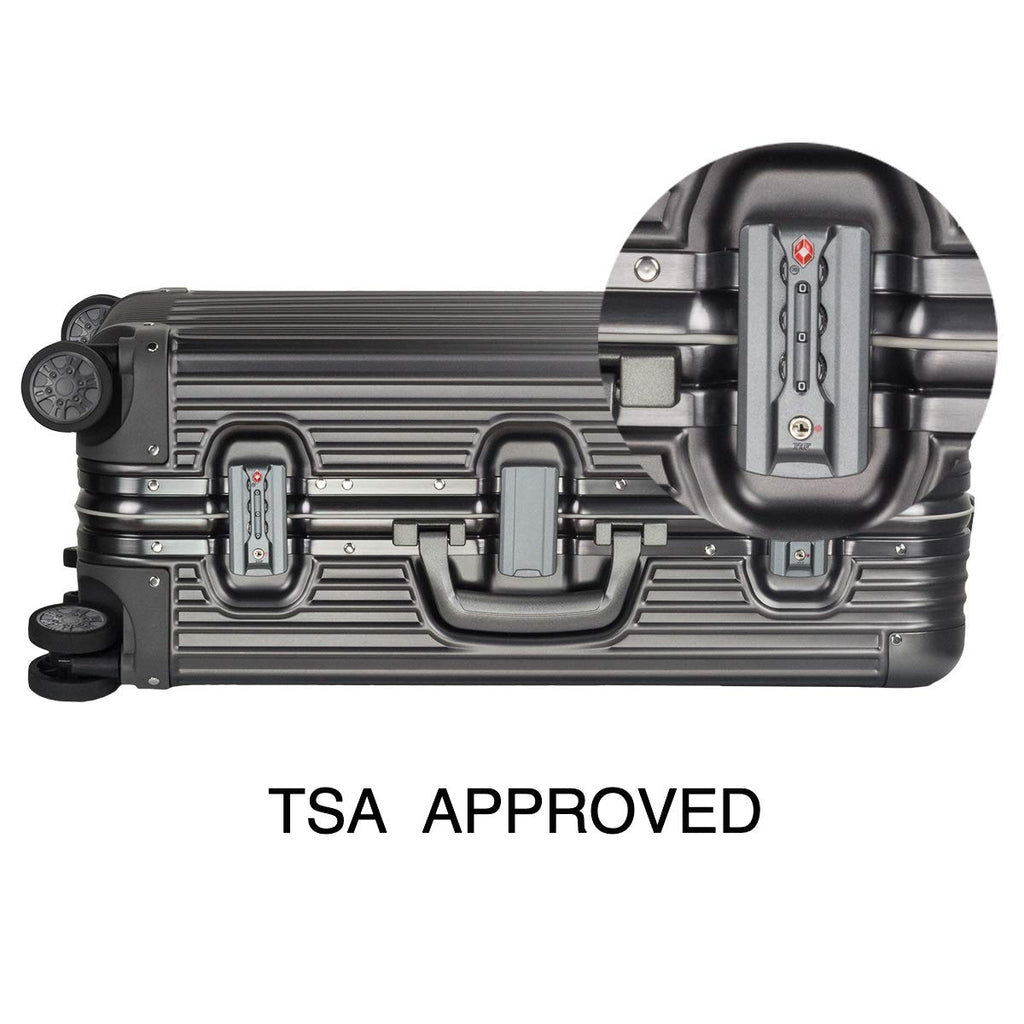 TRAVELKING All Aluminum Carry On Luggage with TSA Locks Fashion Cool Metal Hard Shell Spinner Suitcase (Grey, 20 Inch)