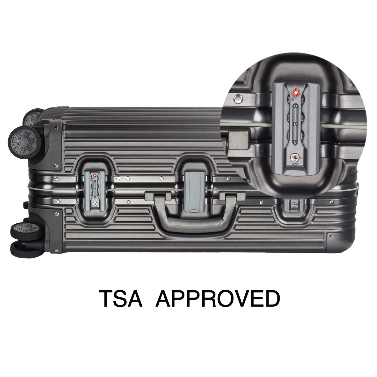 TRAVELKING All Aluminum Carry On Luggage with TSA Locks Fashion Cool Metal Hard Shell Spinner Suitcase (Grey, 20 Inch)