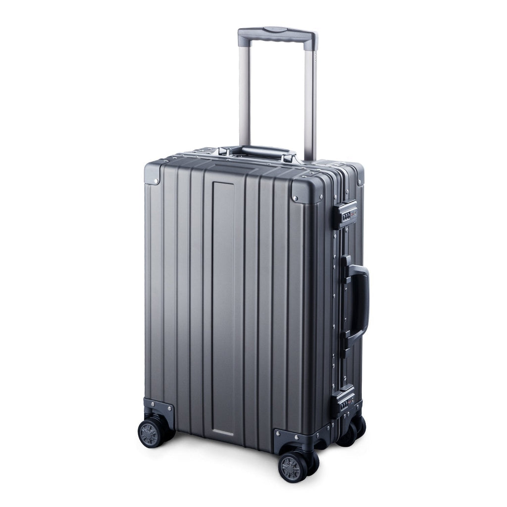 TRAVELKING All Aluminum Carry On Luggage Zipperless Hard Shell Luggage Case with TSA Lock Spinner Alloy Metal Suitcase (Grey, 20")