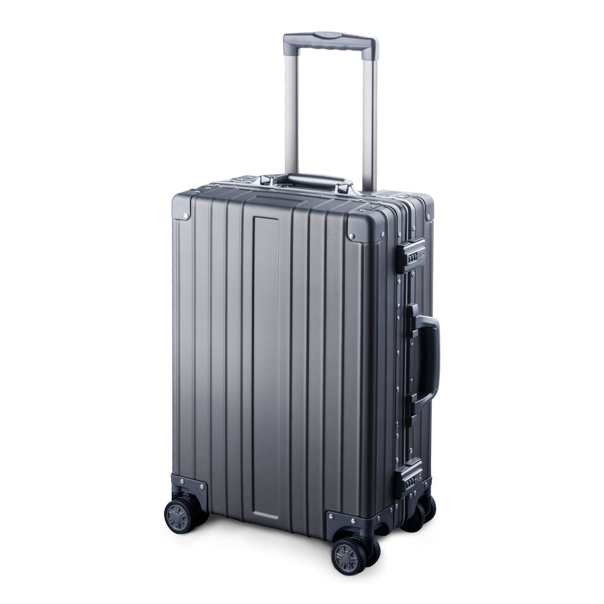 TRAVELKING All Aluminum Carry On Luggage Zipperless Hard Shell Luggage Case with TSA Lock Spinner Alloy Metal Suitcase (Grey, 20")