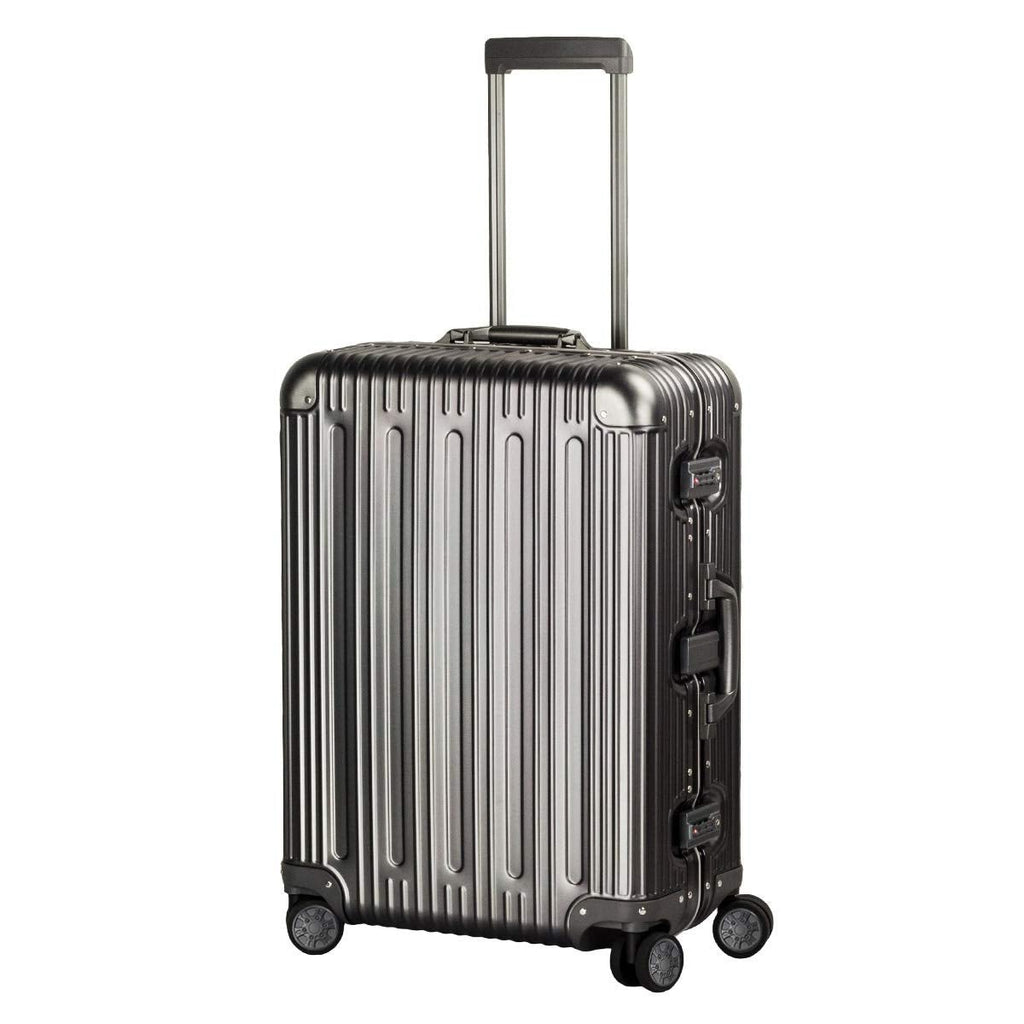 TRAVELKING All Aluminum Luggage Zipperless Hard Shell Suitcase with TSA Lock Spinner Wheels Lightweight Metal Alloy Suitcases (Grey, 24 inch)