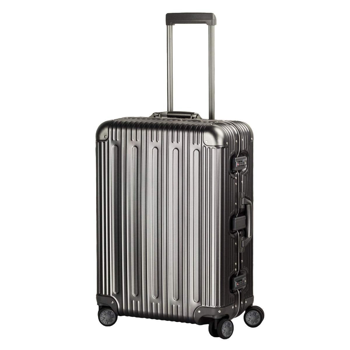 TRAVELKING All Aluminum Luggage Zipperless Hard Shell Suitcase with TSA Lock Spinner Wheels Lightweight Metal Alloy Suitcases (Grey, 24 inch)