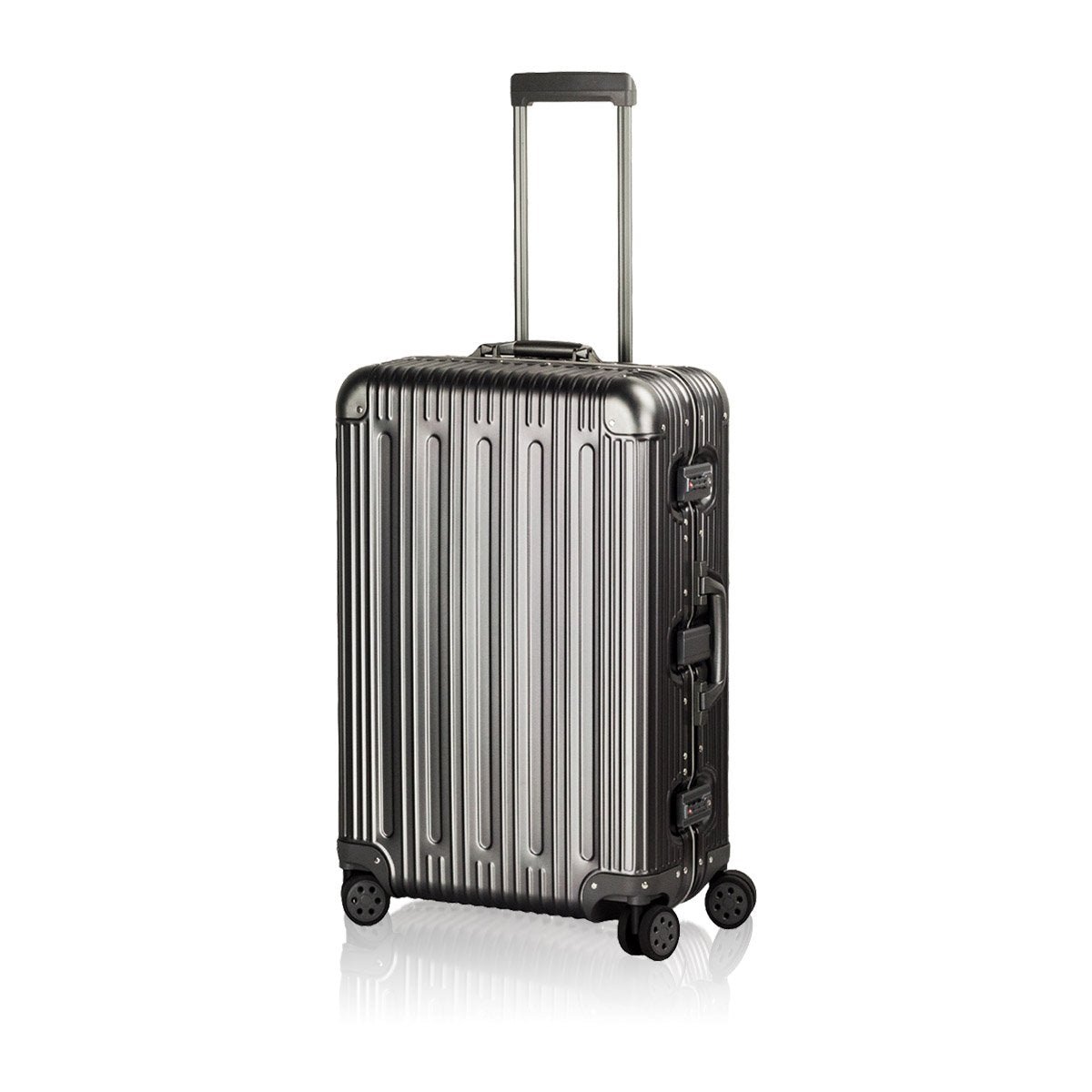 TRAVELKING All Aluminum Luggage Zipperless Hard Shell Suitcase with TSA Lock Spinner Wheels Lightweight Metal Alloy Suitcases (Grey, 28 inch)