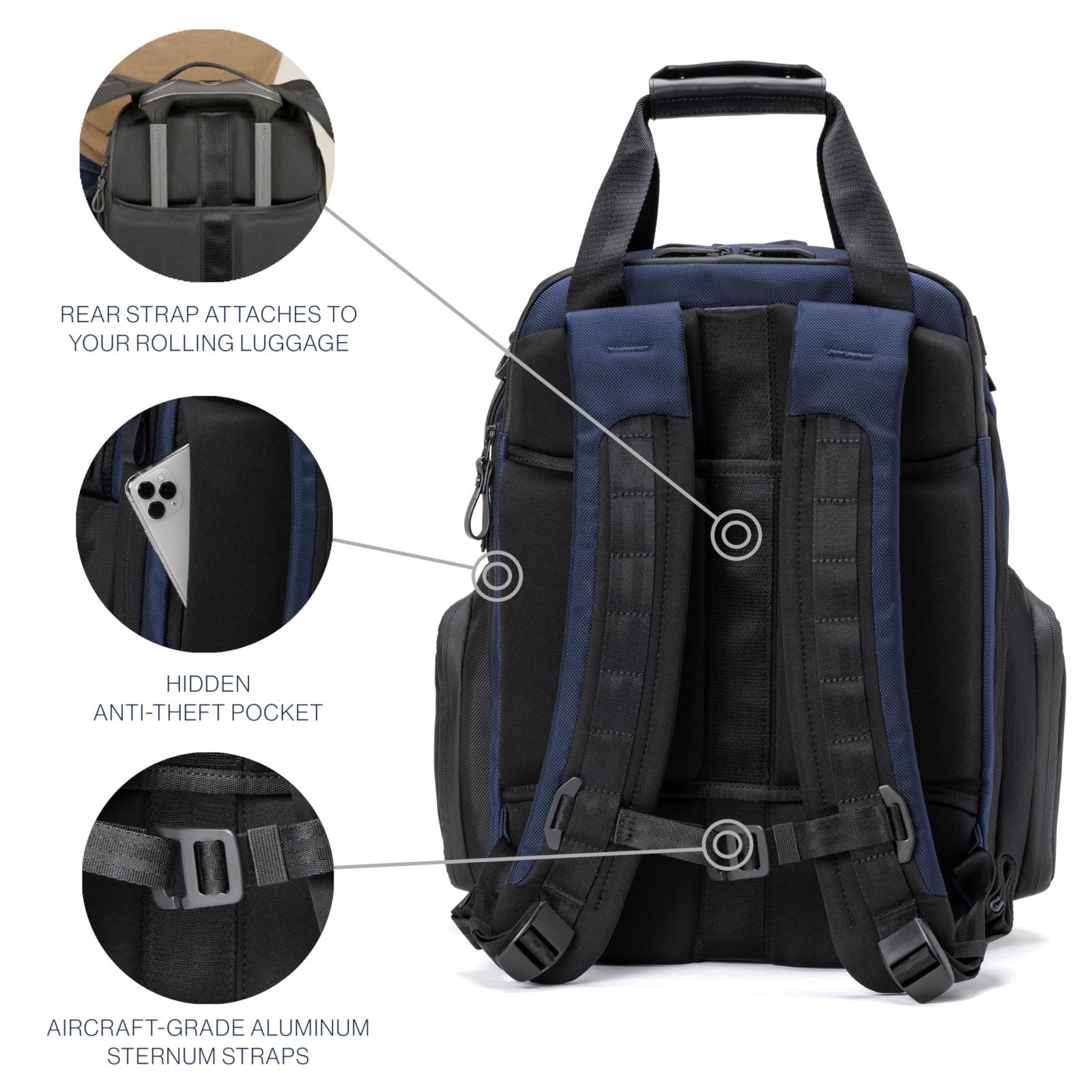 Travelpro Altitude Medium Expandable Travel Laptop Backpack 25 - 30L, 16 Inch Laptop, Water Resistant, Work, Business, Men and Women, Aviator Navy