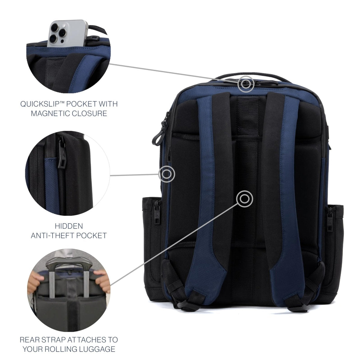 Travelpro Altitude Slim Expandable Travel Laptop Backpack 20 - 24L, 16 Inch Laptop, Water Resistant, Work, Business, Men and Women, Aviator Navy