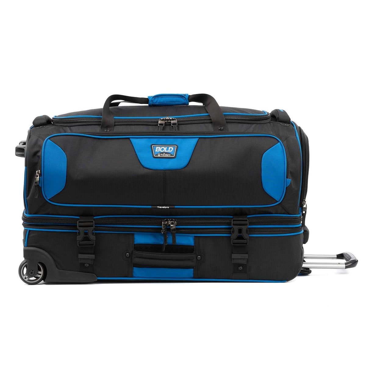 Travelpro Bold Drop Bottom Wheeled Rolling Duffel Bag, Blue/Black, 30 - Inch
