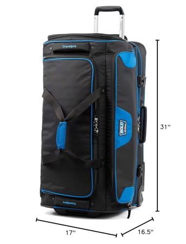 Travelpro Bold Drop Bottom Wheeled Rolling Duffel Bag, Blue/Black, 30 - Inch