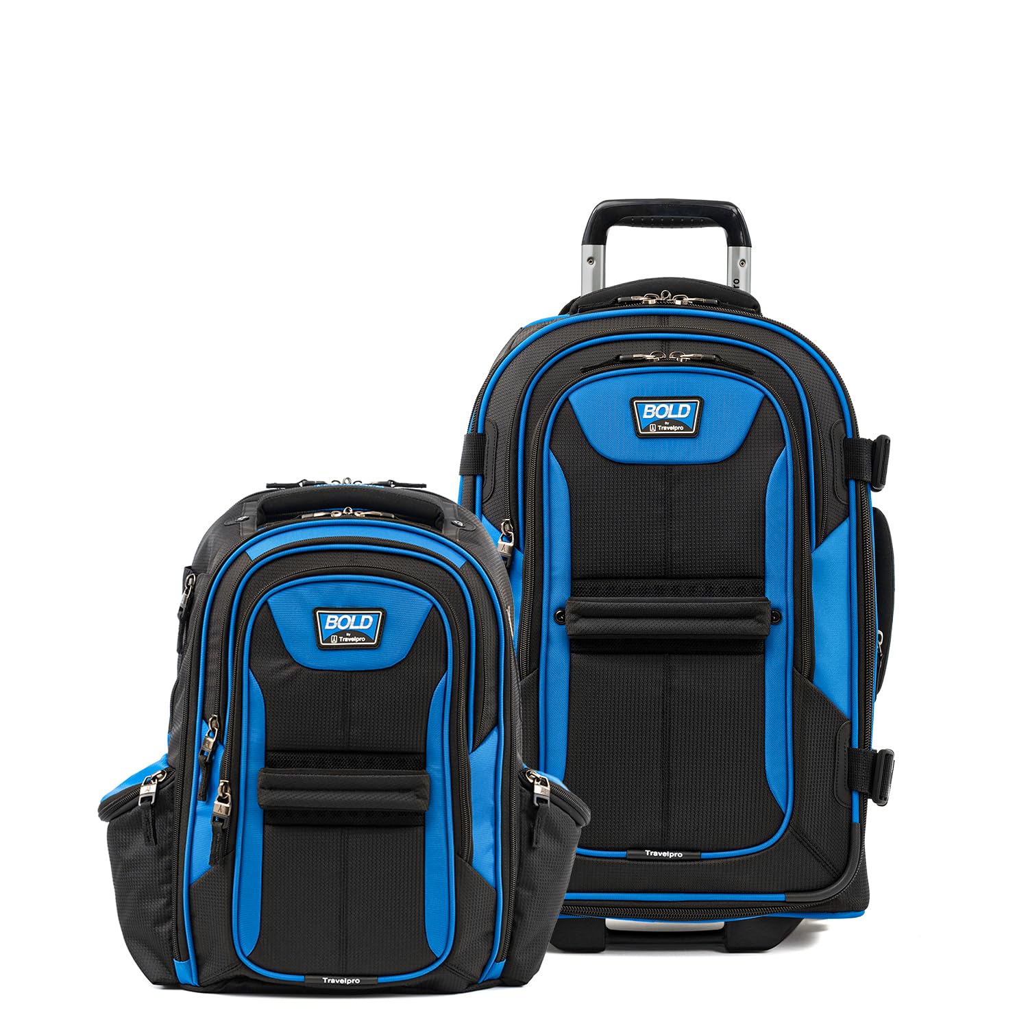 Travelpro Bold Softside 2-Piece Set — Expandable 2-Wheel Upright Carry-On Luggage with Backpack, Blue/Black