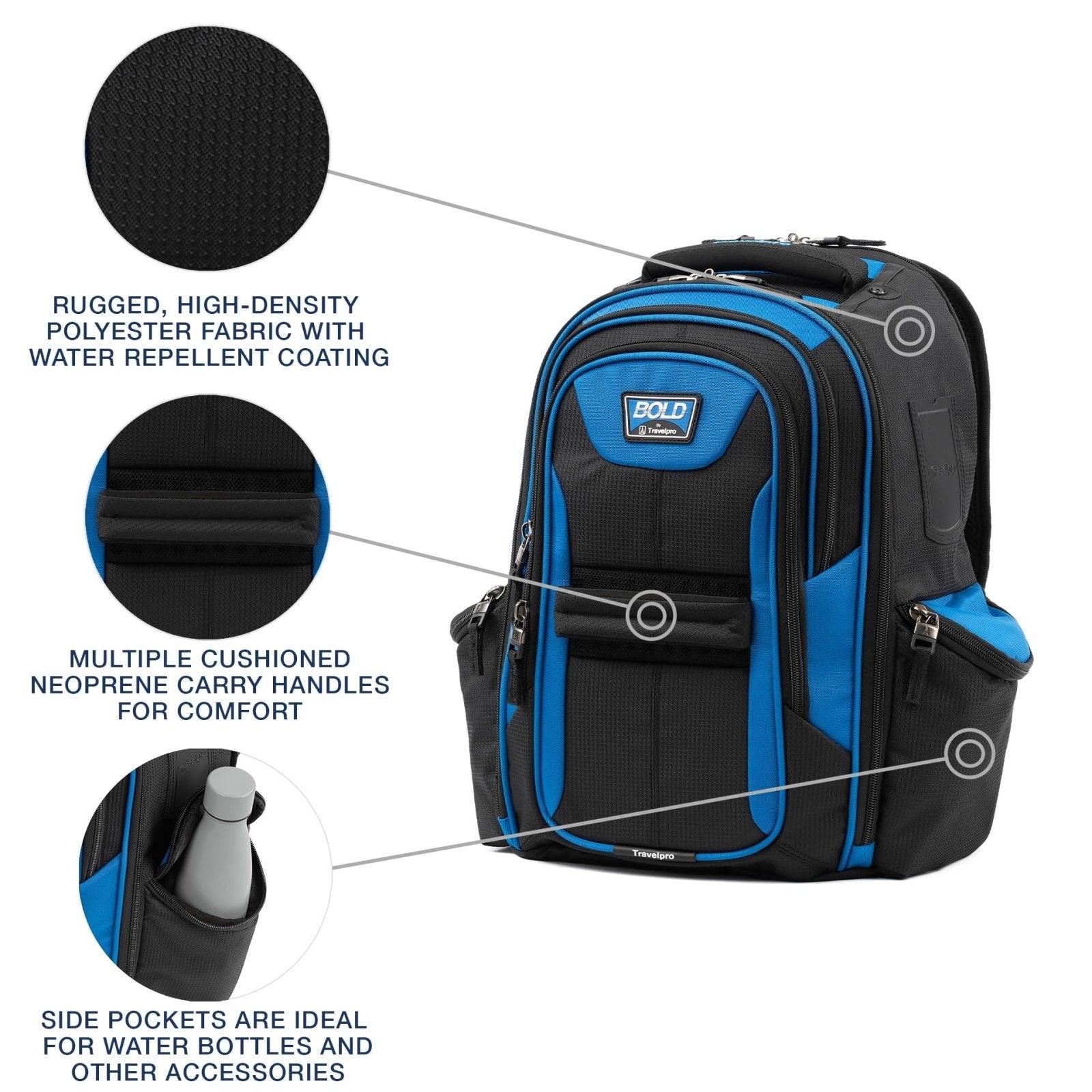 Travelpro Bold Softside 2 - Piece Set — Expandable 2 - Wheel Upright Carry - On Luggage with Backpack, Blue/Black