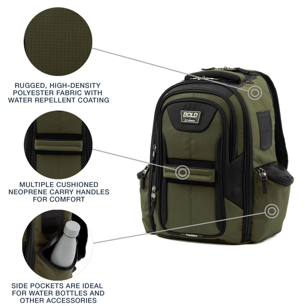 Travelpro Bold Softside 2 - Piece Set — Expandable 2 - Wheel Upright Carry - On Luggage with Backpack, Olive/Black