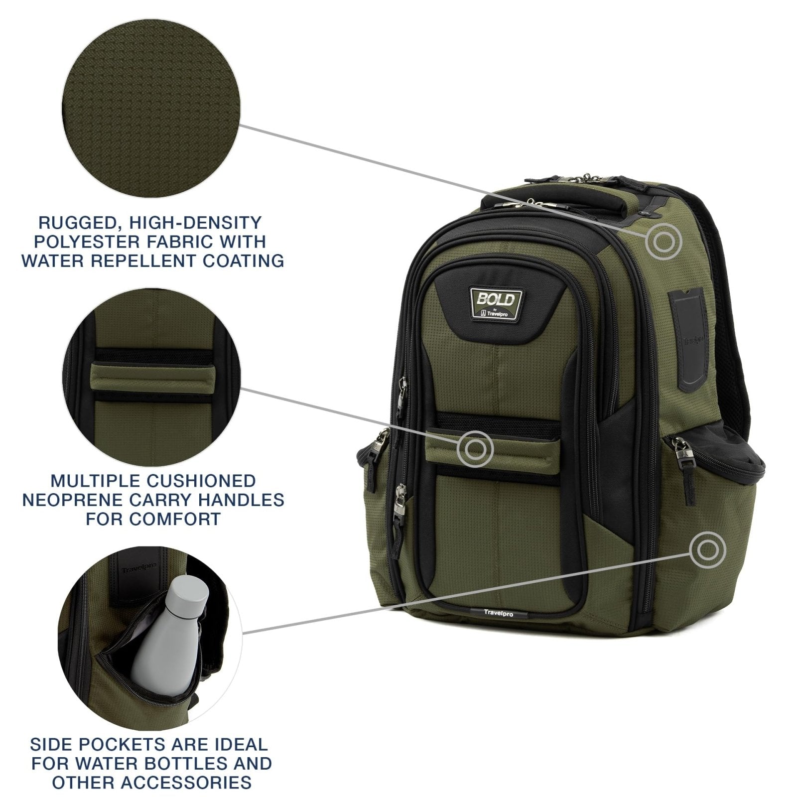 Travelpro Bold Softside 2 - Piece Set — Expandable 2 - Wheel Upright Carry - On Luggage with Backpack, Olive/Black