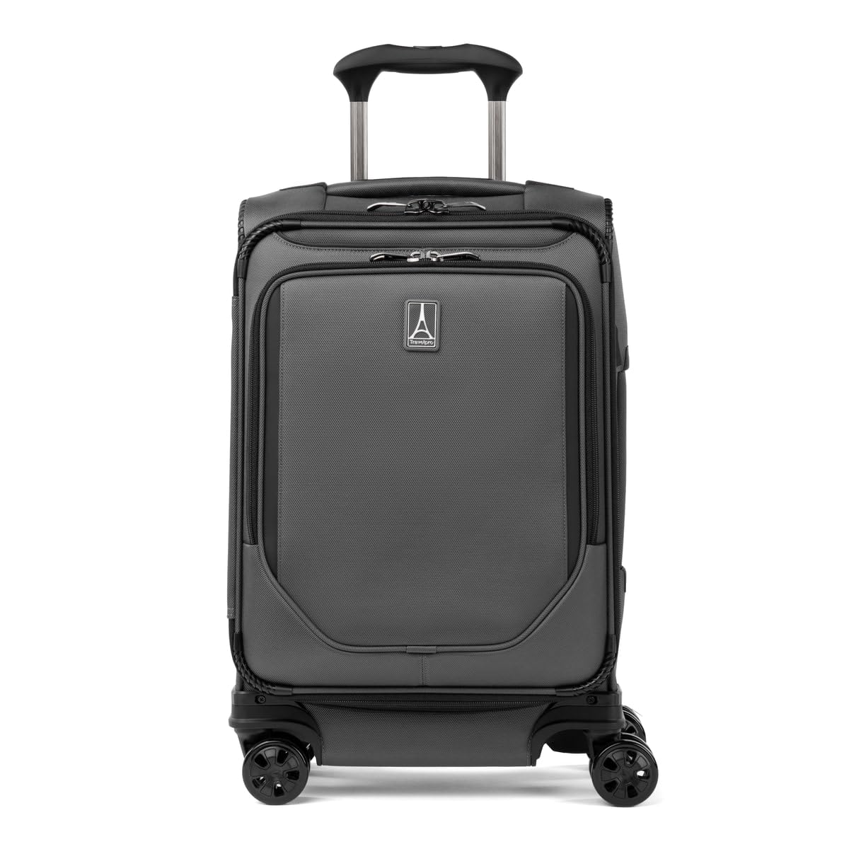 Travelpro Crew Classic Lightweight Softside Expandable Carry on Luggage, 8 Wheel Spinner Suitcase, Men and Women, Compact Carry On 20-Inch, Titanium Grey