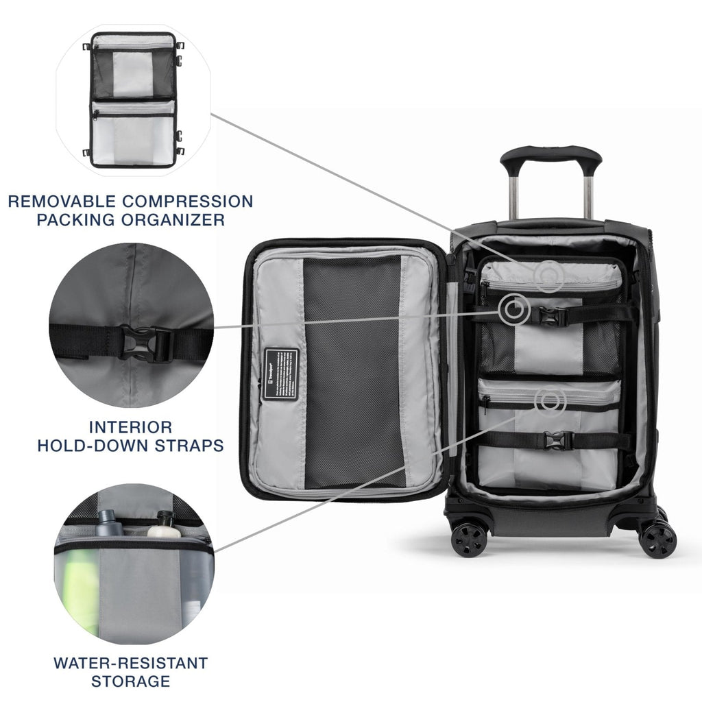 Travelpro Crew Classic Lightweight Softside Expandable Carry on Luggage, 8 Wheel Spinner Suitcase, Men and Women, Compact Carry On 20 - Inch, Titanium Grey
