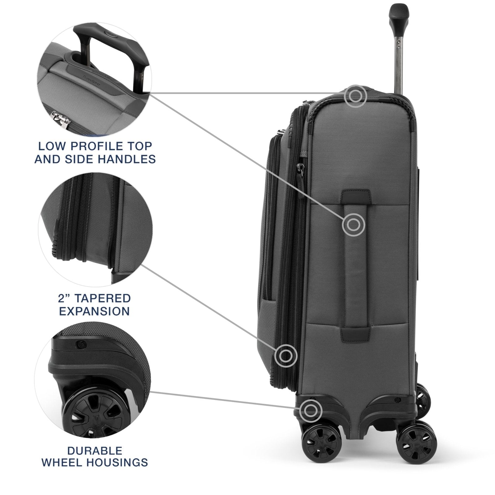 Travelpro Crew Classic Lightweight Softside Expandable Carry on Luggage, 8 Wheel Spinner Suitcase, Men and Women, Compact Carry On 20 - Inch, Titanium Grey