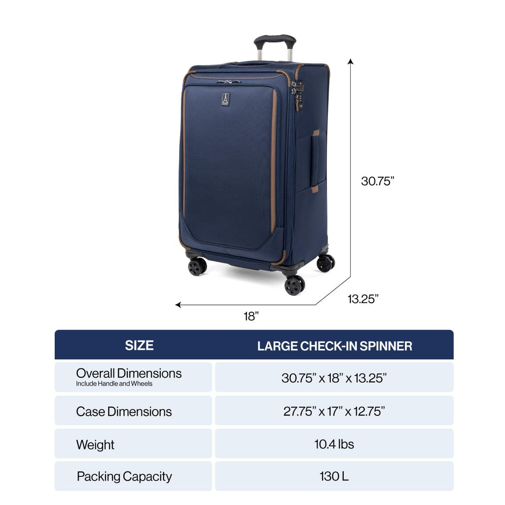Travelpro Crew Classic Lightweight Softside Expandable Checked Luggage, 8 Wheel Spinner Suitcase, TSA Lock, Men and Women, Checked Large 29 - Inch, Patriot Blue