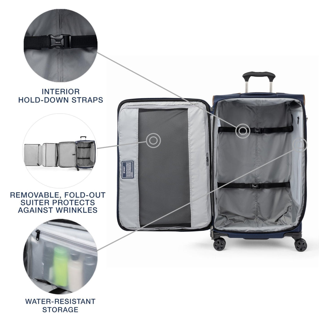 Travelpro Crew Classic Lightweight Softside Expandable Checked Luggage, 8 Wheel Spinner Suitcase, TSA Lock, Men and Women, Checked Large 29 - Inch, Patriot Blue