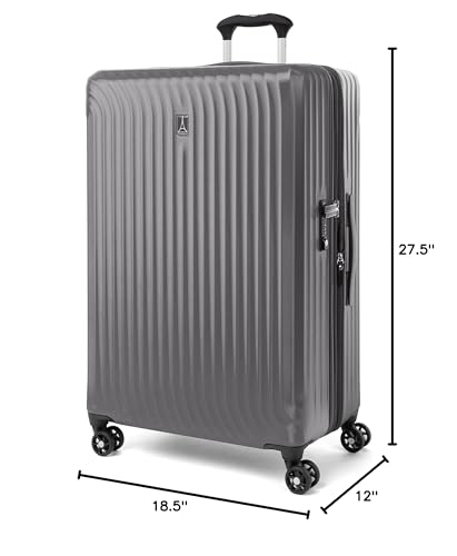 Travelpro Maxlite Air Hardside Expandable Checked Luggage, 8 Spinner Wheels, Lightweight Hard Shell Polycarbonate Suitcase, Shadow Grey, Checked Large 28 - Inch