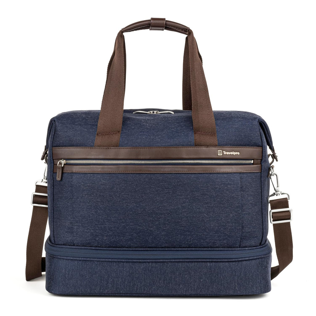 Travelpro Platinum Elite Carry on Soft Travel Drop-Bottom Weekender Bag, Overnight, Men and Women, True Navy Blue, 18.5 Inch
