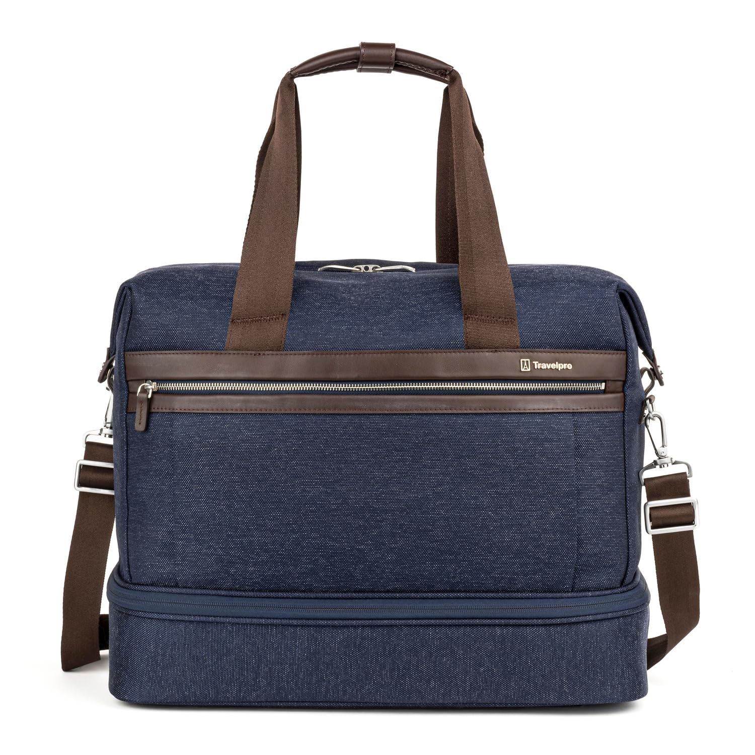 Travelpro Platinum Elite Carry on Soft Travel Drop-Bottom Weekender Bag, Overnight, Men and Women, True Navy Blue, 18.5 Inch