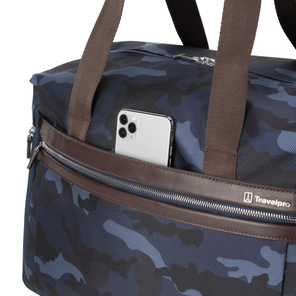 Travelpro Platinum Elite Carry on Soft Travel Duffel Bag, Weekender, Gym Bag, Men and Women, Navy Camouflage, 19 Inch