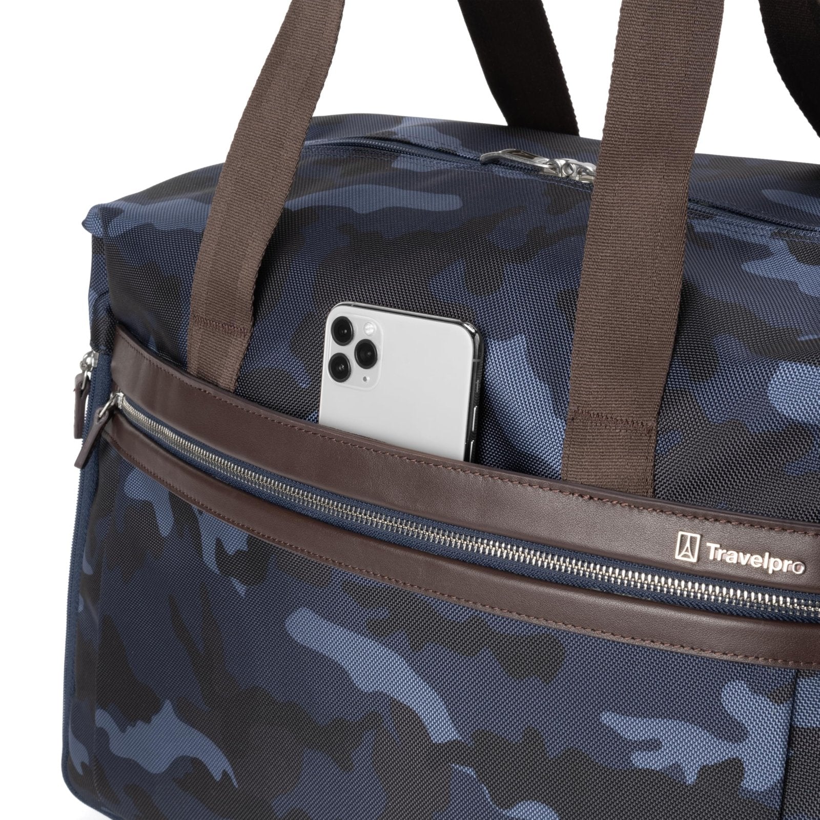 Travelpro Platinum Elite Carry on Soft Travel Duffel Bag, Weekender, Gym Bag, Men and Women, Navy Camouflage, 19 Inch