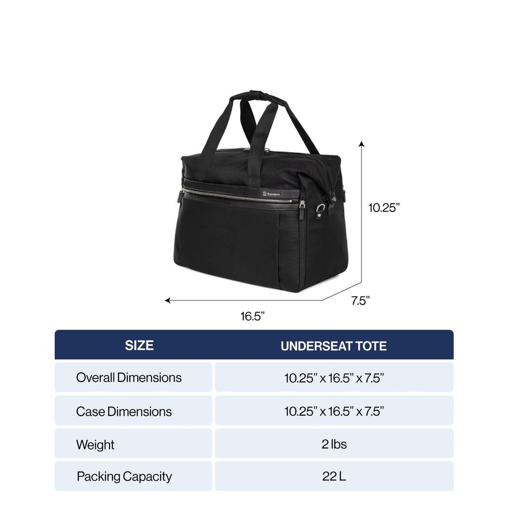 Travelpro Platinum Elite Carry on Soft Travel Underseat Tote Bag, Weekender, Overnight, Men and Women, Black, 16.5 Inch