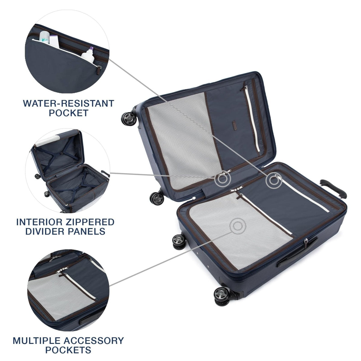 Travelpro Platinum Elite Hardside Expandable Checked Luggage, 8 Wheel Spinner, TSA Lock, Hard Shell Polycarbonate Suitcase, True Navy Blue, Checked Medium 25 - Inch
