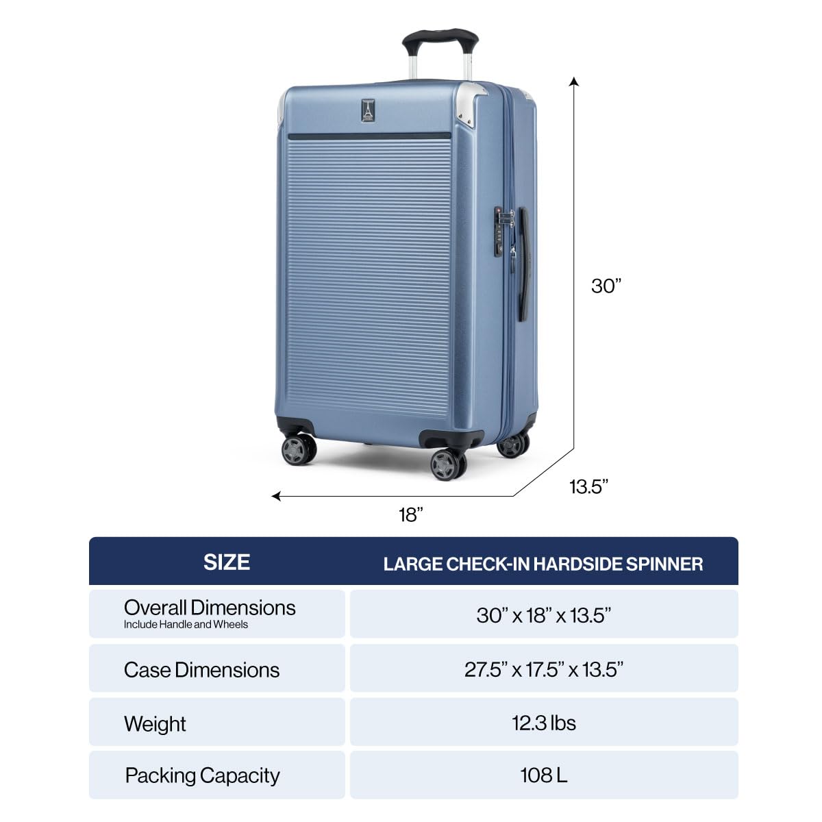 Travelpro Platinum Elite Hardside Expandable Checked Luggage, 8 Wheel Spinner, TSA Lock, Hard Shell Polycarbonate Suitcase, Vintage Grey, Checked Large 28 - Inch