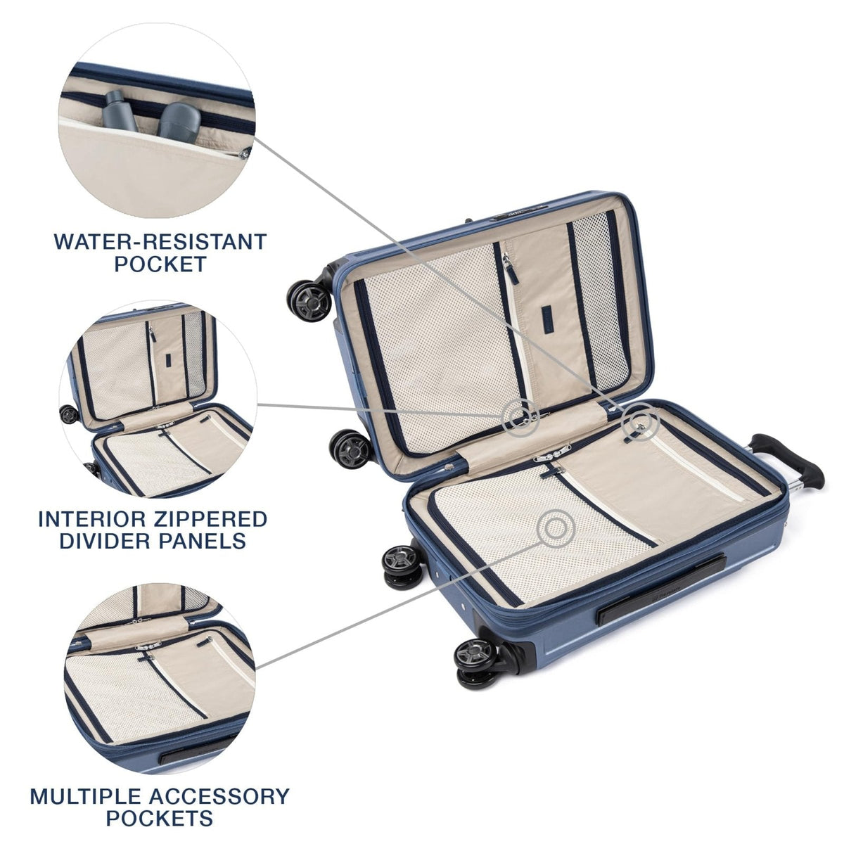 Travelpro Platinum Elite Hardside Expandable Spinner Wheel Luggage TSA Lock Hard Shell Polycarbonate Suitcase, Dark Sky Blue, Carry - on 21 - Inch