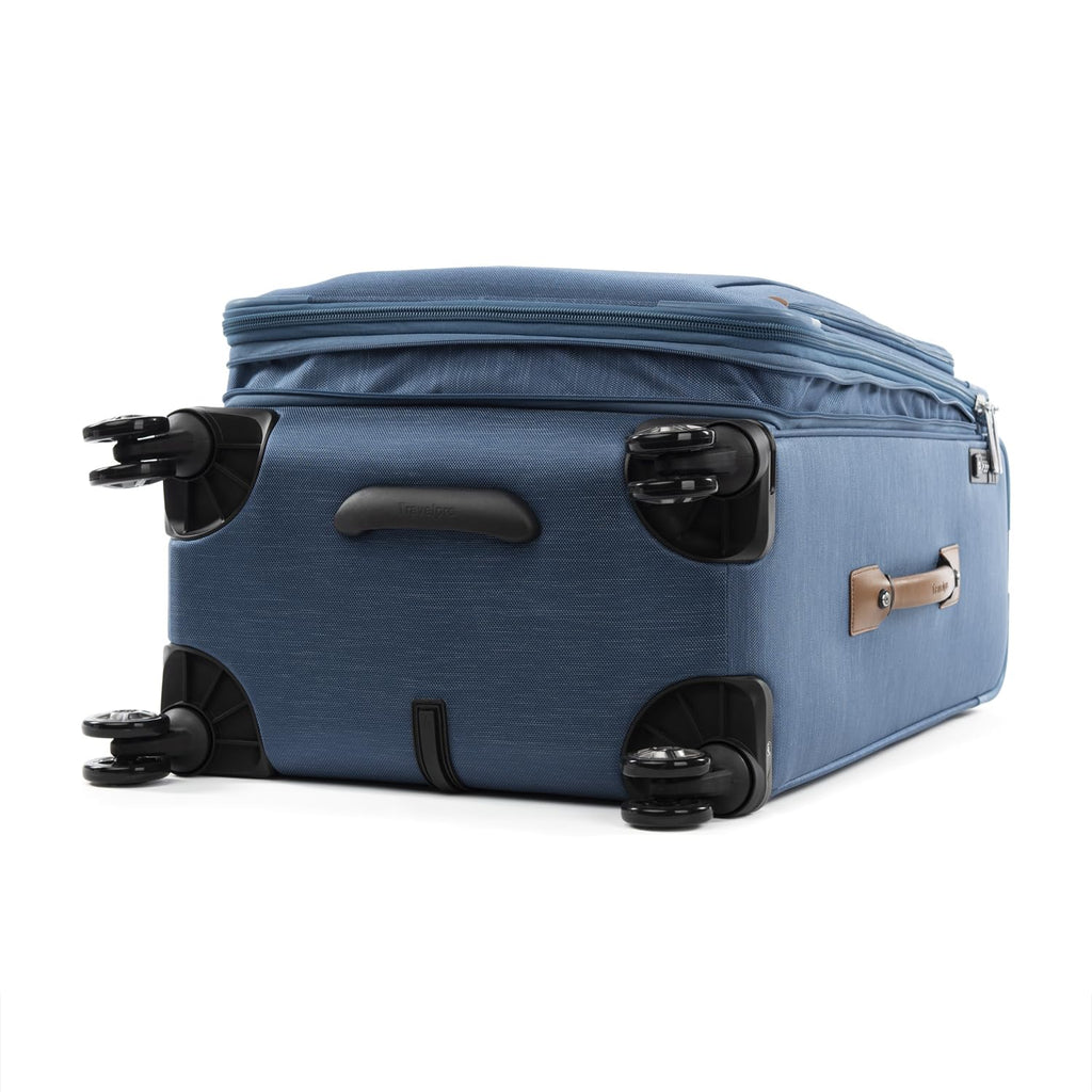 Travelpro Platinum Elite Softside Expandable Checked Luggage, 8 Wheel Spinner Suitcase, TSA Lock, Men and Women, Coastal Blue, Checked Medium 25 - Inch