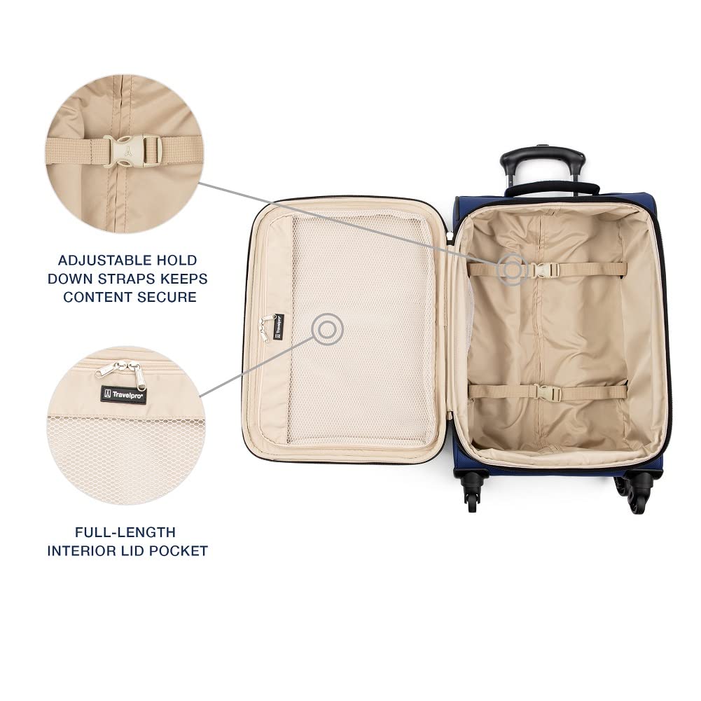 Travelpro Runway 3 piece Luggage Set, Carry on UnderSeat Luggage Soft Tote, Carry - on & Convertible Medium to Large 28 - Inch Check - in Expandable Luggage, 4 Spinner Wheels, Softside Suitcase, Blue