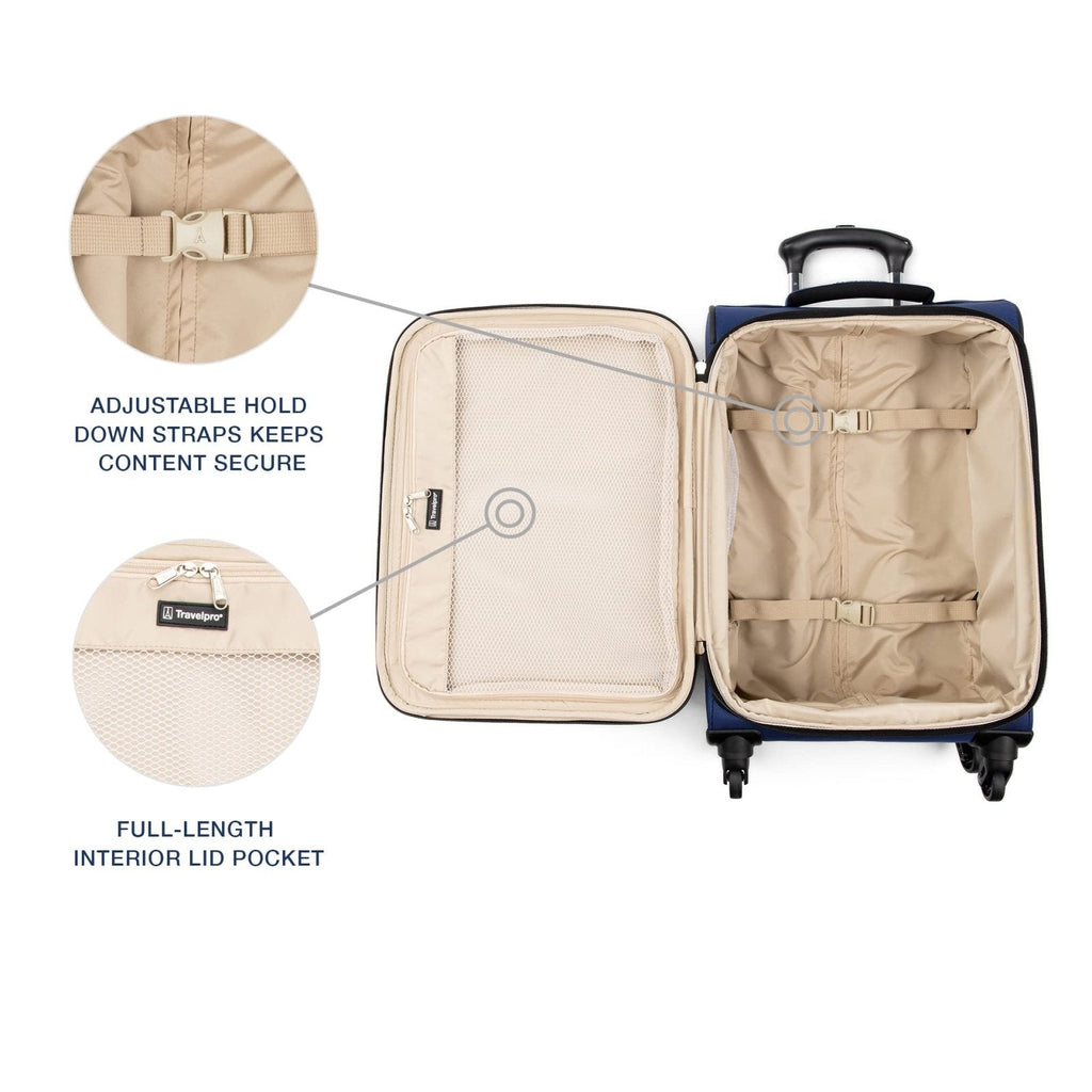 Travelpro Runway 3 piece Luggage Set, Carry on UnderSeat Luggage Soft Tote, Carry - on & Convertible Medium to Large 28 - Inch Check - in Expandable Luggage, 4 Spinner Wheels, Softside Suitcase, Blue