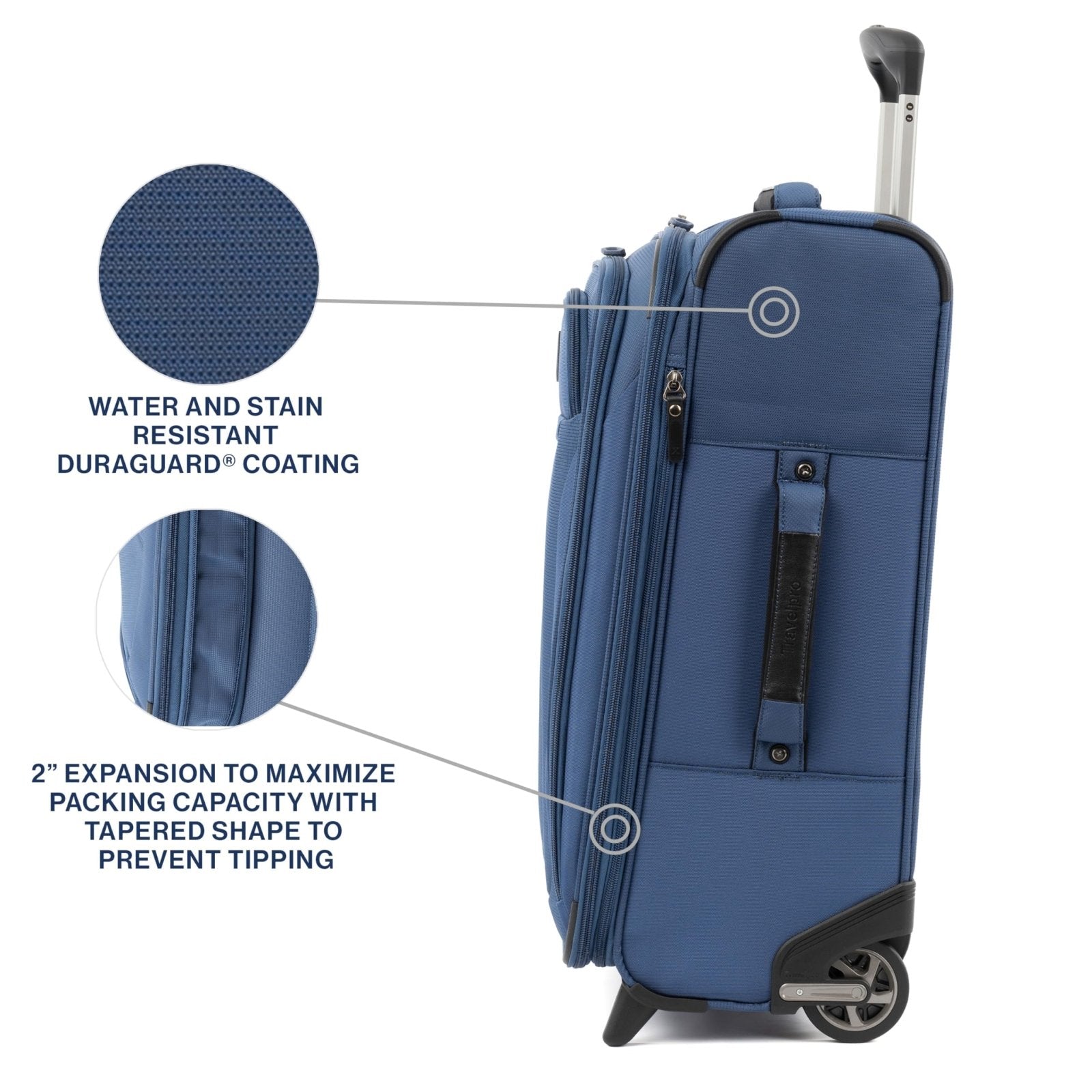 Travelpro Tourlite Softside 22" Expandable Carry - On Rollaboard (2 - Wheel) Lightweight Luggage, Blue Suitcase