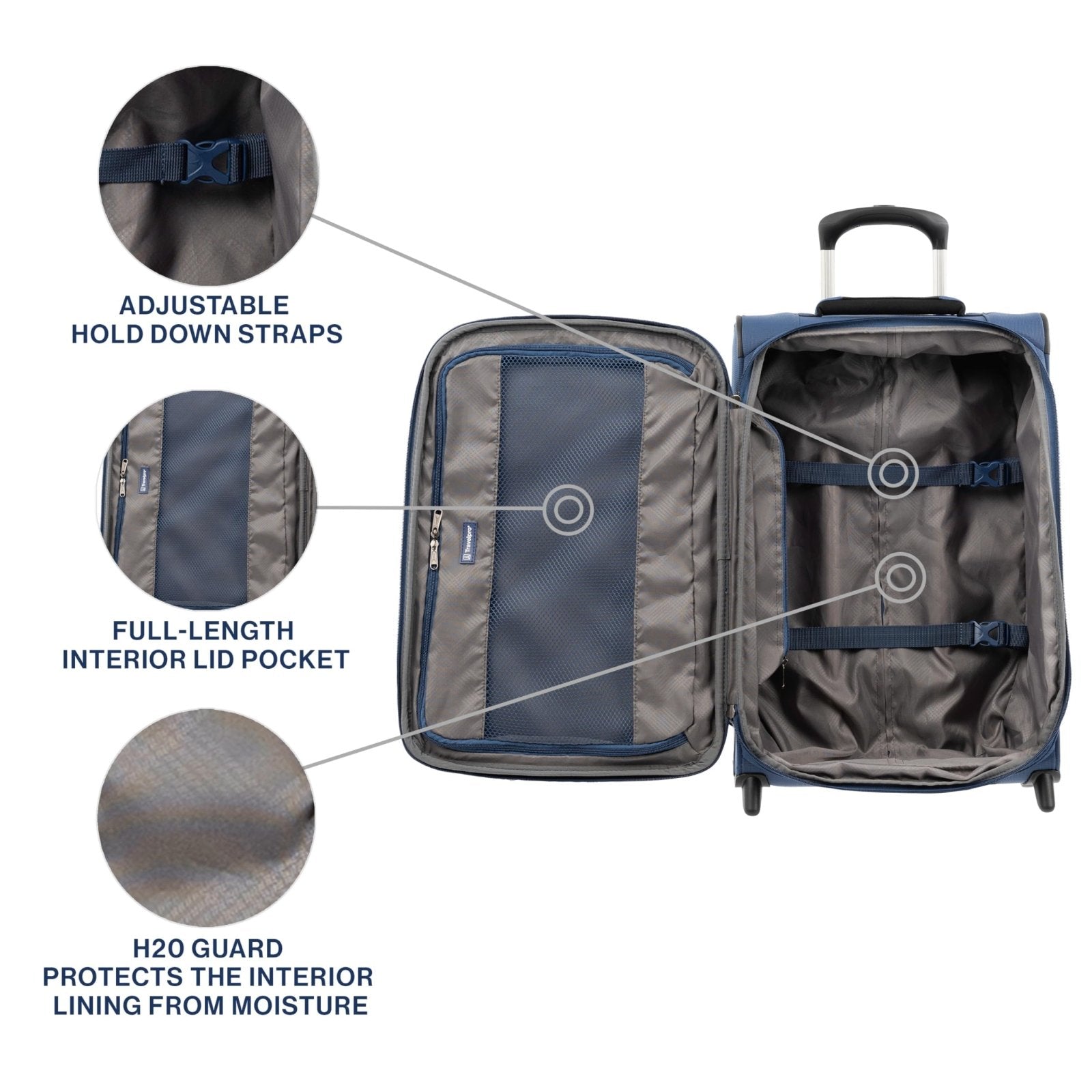 Travelpro Tourlite Softside 22" Expandable Carry - On Rollaboard (2 - Wheel) Lightweight Luggage, Blue Suitcase