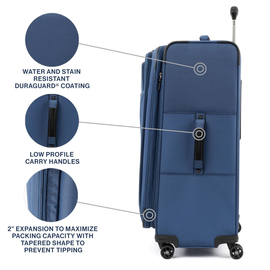 Travelpro Tourlite Softside 29" Expandable Luggage with 4 Spinner Wheels, Lightweight Suitcase, Checked Large, Blue
