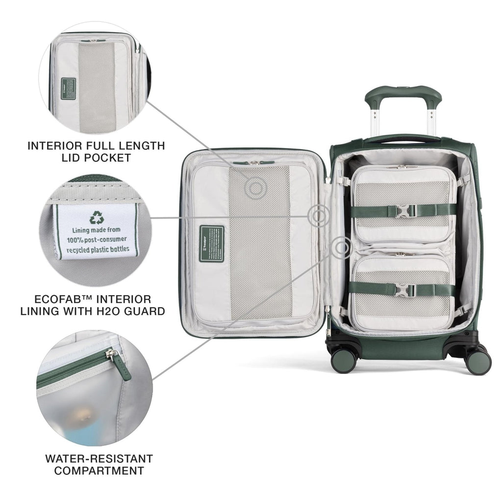 Travelpro VersaPack+ Lightweight Softside Expandable Carry on Luggage, 8 Spinner Suitcase, TSA Lock, Men and Women, Compact Carry On 20 - Inch, Desert Sage Green