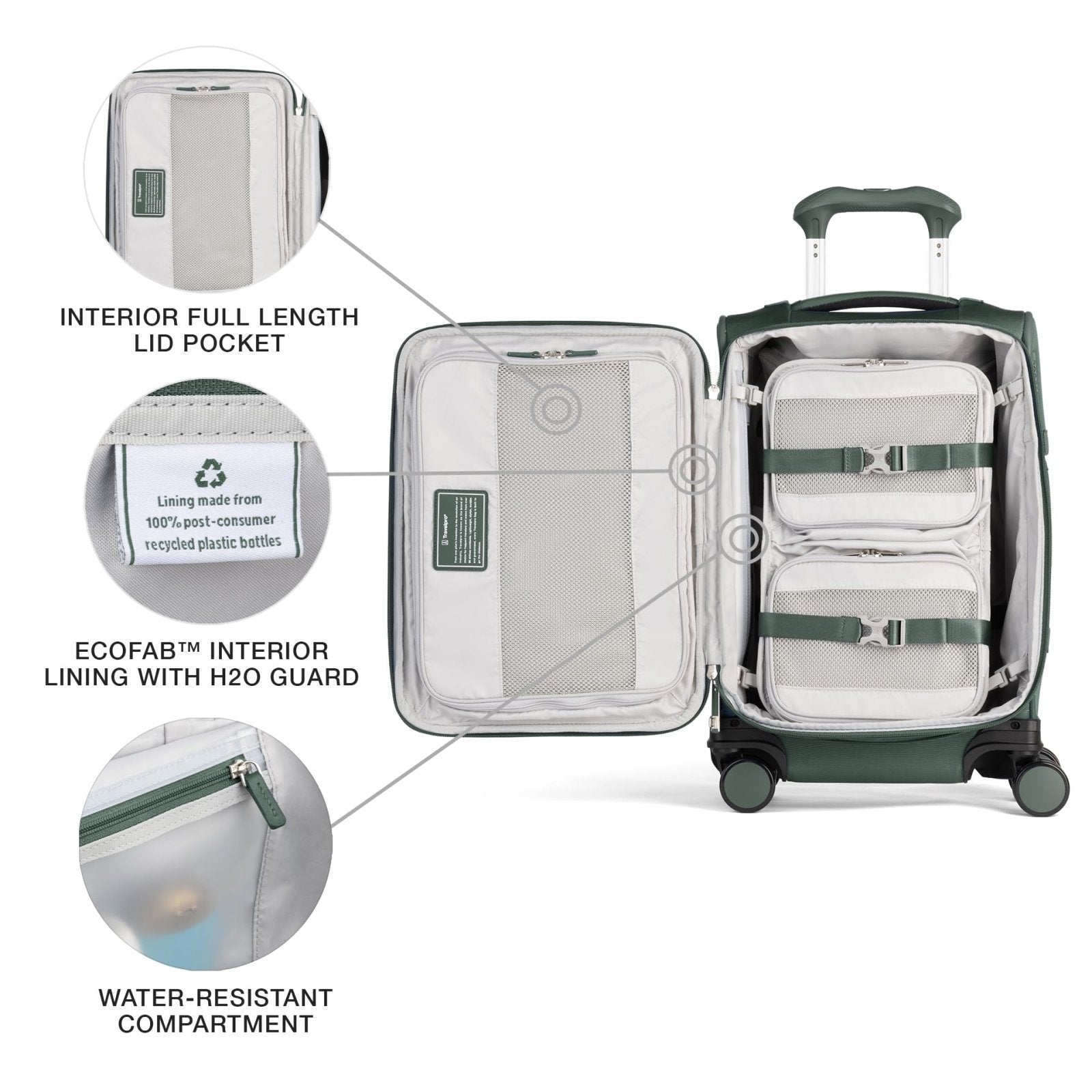 Travelpro VersaPack+ Lightweight Softside Expandable Carry on Luggage, 8 Spinner Suitcase, TSA Lock, Men and Women, Compact Carry On 20 - Inch, Desert Sage Green