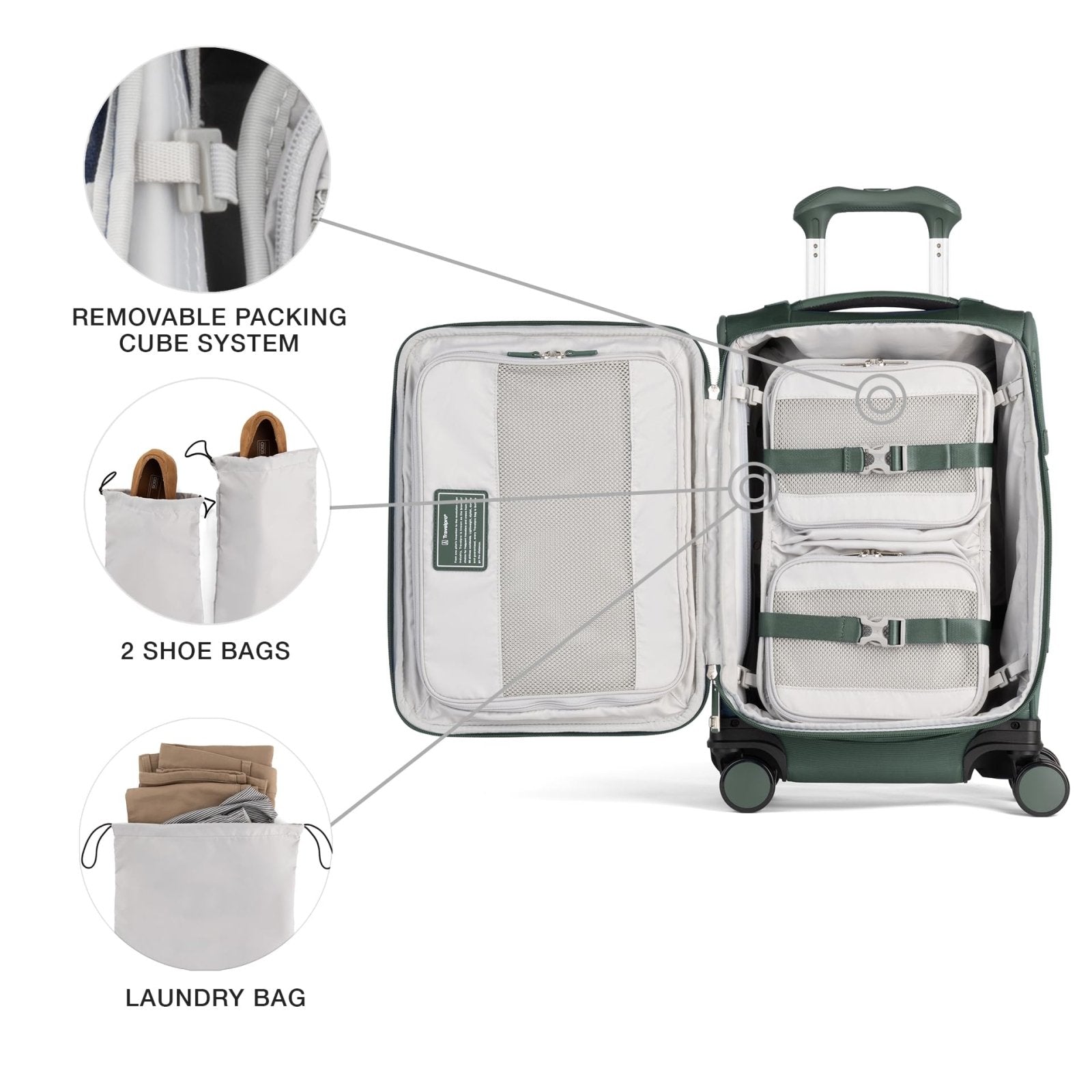 Travelpro VersaPack+ Lightweight Softside Expandable Carry on Luggage, 8 Spinner Suitcase, TSA Lock, Men and Women, Compact Carry On 20 - Inch, Desert Sage Green