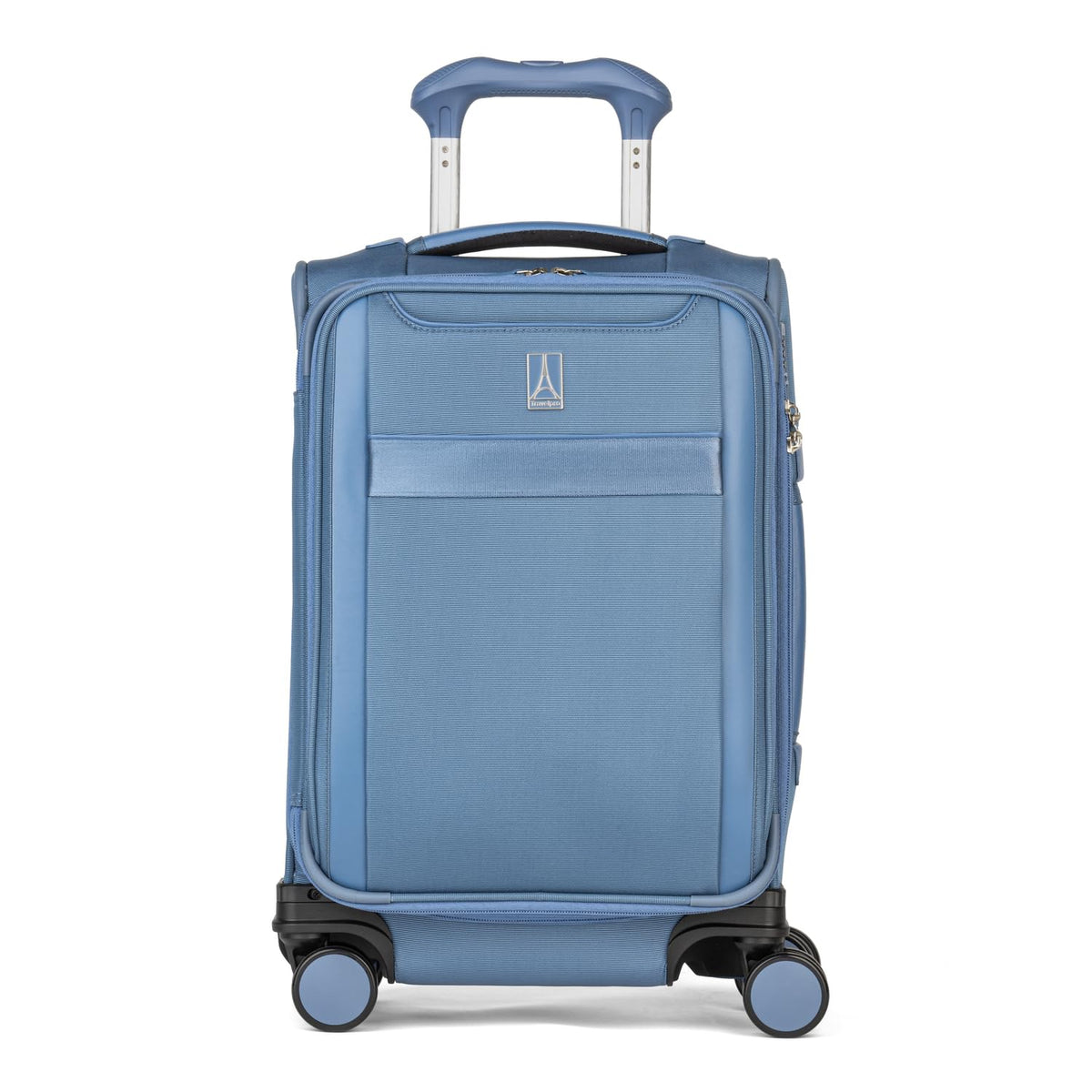 Travelpro VersaPack+ Lightweight Softside Expandable Carry on Luggage, 8 Spinner Suitcase, TSA Lock, Men and Women, Compact Carry On 20-Inch, Elemental Blue