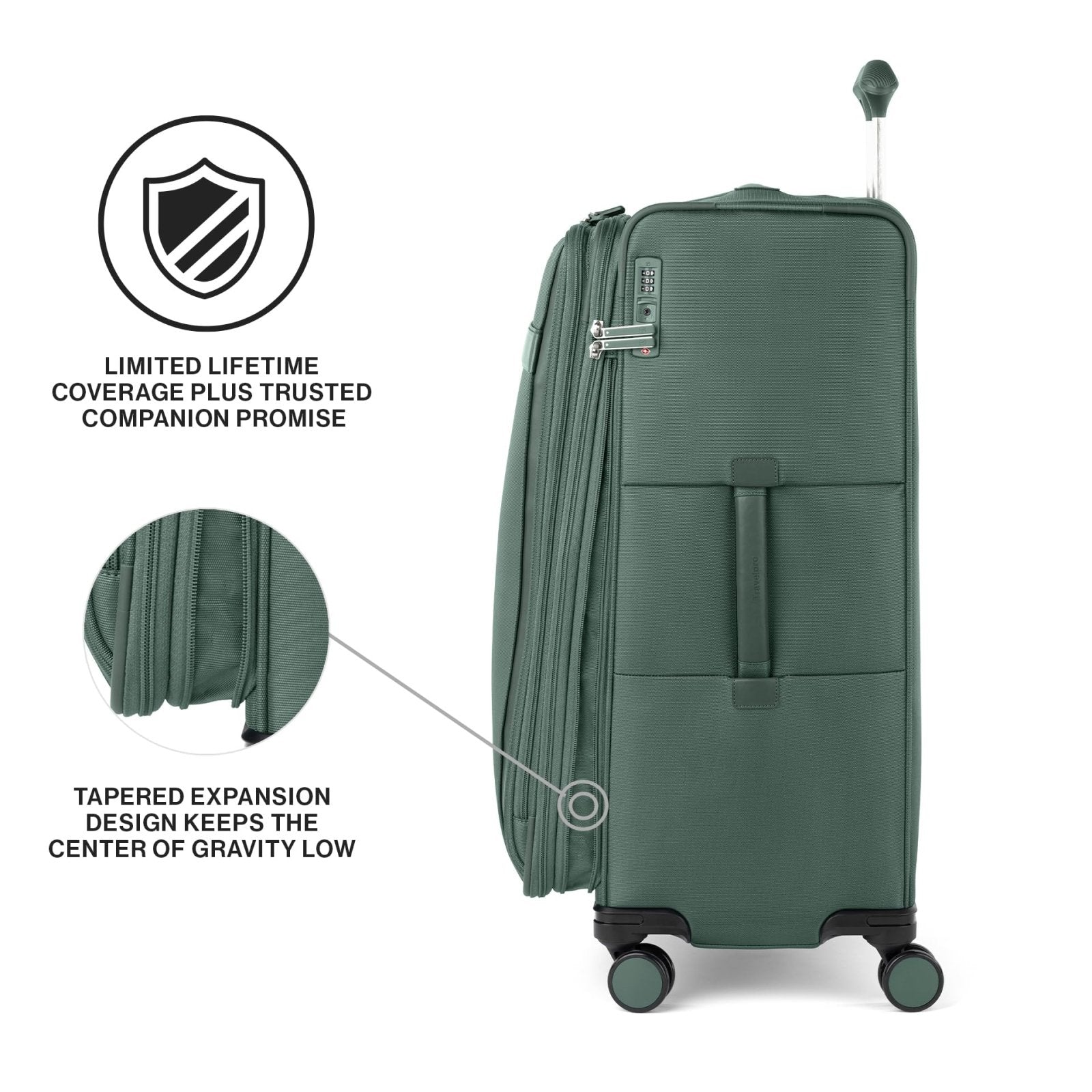 Travelpro VersaPack+ Lightweight Softside Expandable Checked Luggage, 8 Spinner Suitcase, TSA Lock, Men and Women, Checked Large 29 - Inch, Desert Sage Green