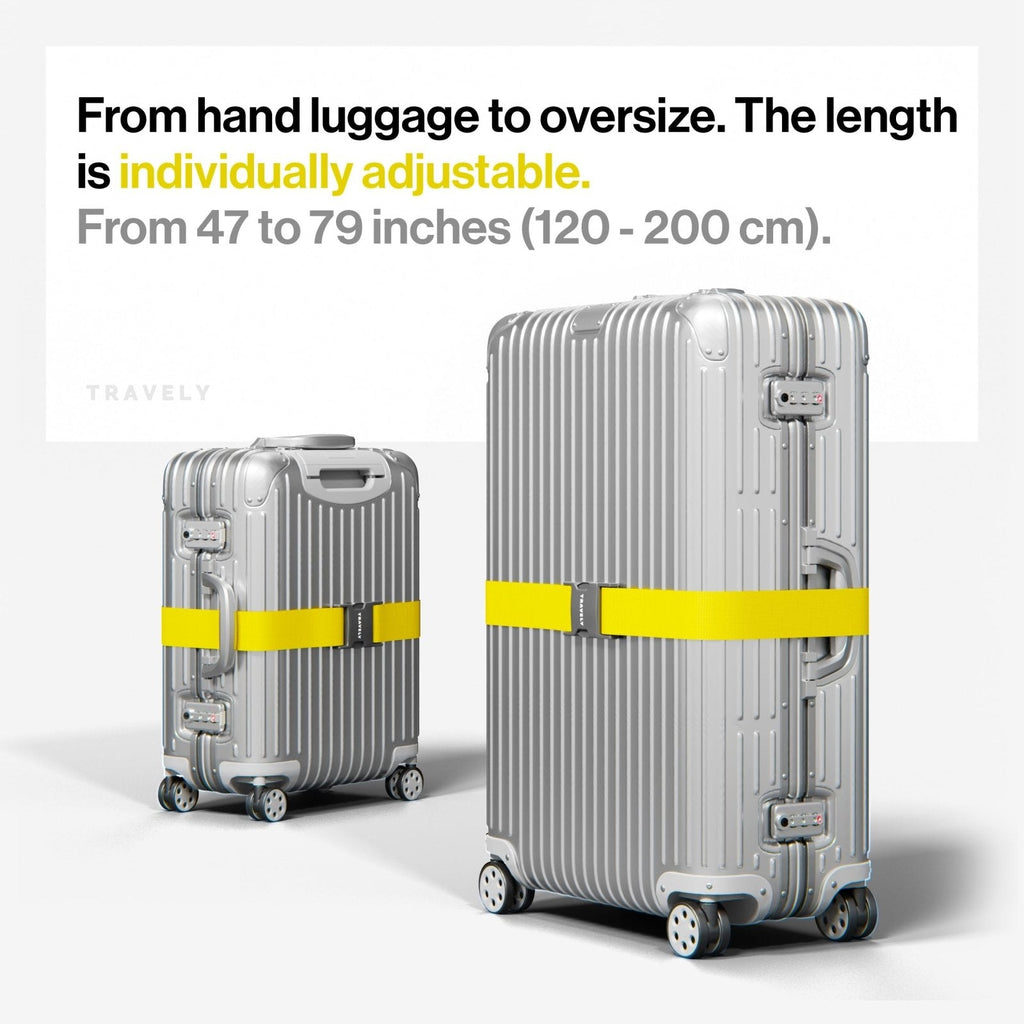 TRAVELY Luggage Straps - Particularly conspicuous & Secure - Incl. 2 Name Tags - Luggage Strap Ideal crosswise - [Set of 2]